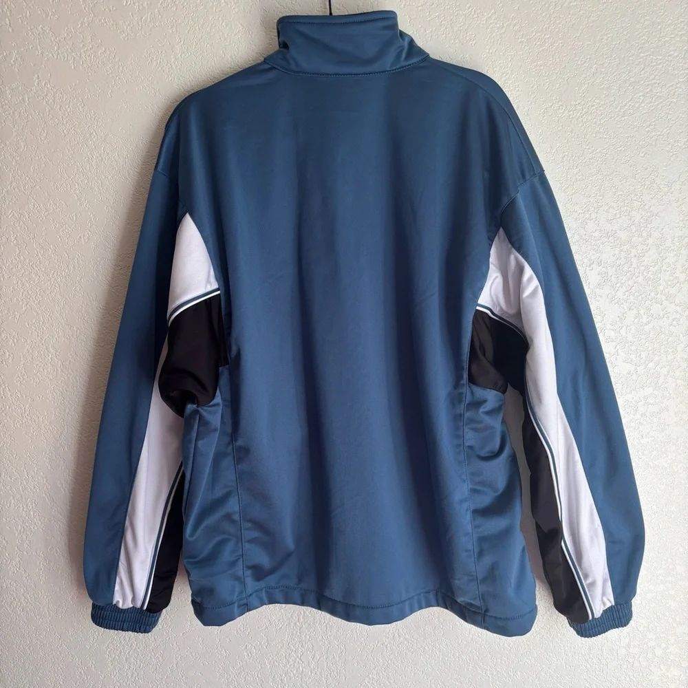 Vintage Reebok Jacket Mens Large White Blue Black Full Zip Pockets Track 90s
